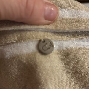NWT Cable & Gauge CG Sport Tan & White Sleeveless Polo Top Stripes Terry Cloth L